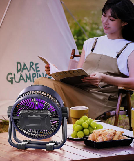 3-in-1 Camping Fan with LED and Power Bank – 20,000mAh, with Hook & Remote Control