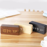 Digital Wooden Alarm Clock with Temperature Display, Alarm Function, and Modern Design – Ideal for Bedroom or Office, Energy-Efficient and Stylish