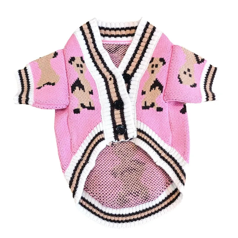 Striped Knitted Dog Sweater – Warm Cardigan