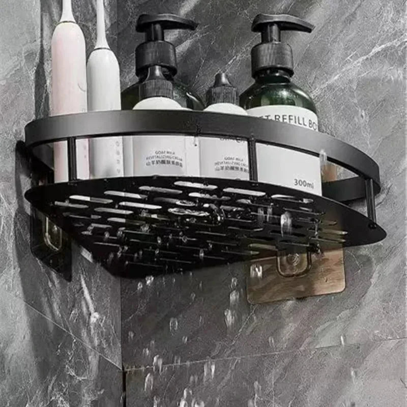 Aluminum Corner Shelf for Wall - Space-Saving Bathroom Organizer No Drilling