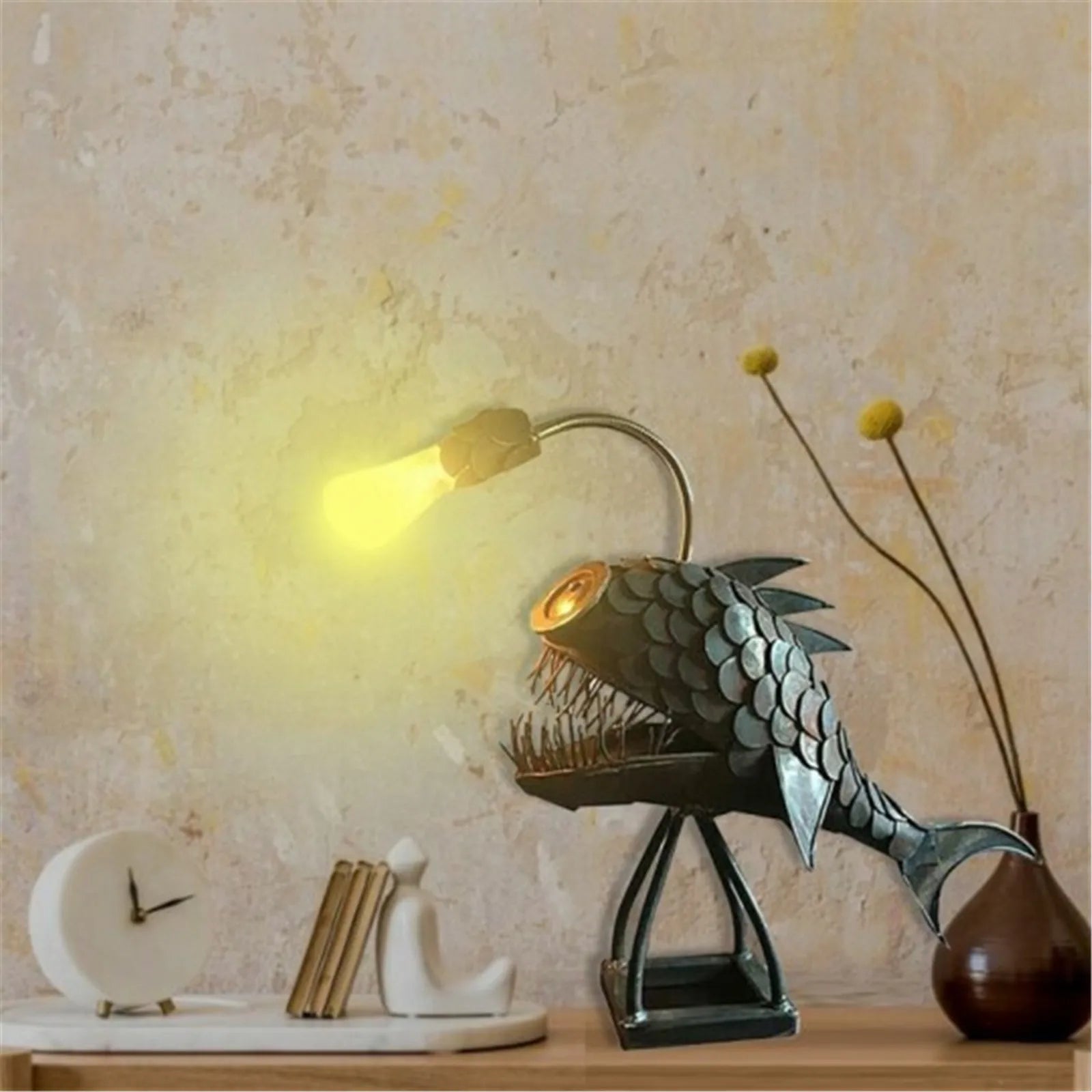 Handmade Table Lamp for Anglers – Adjustable Lamp with Fish Motif