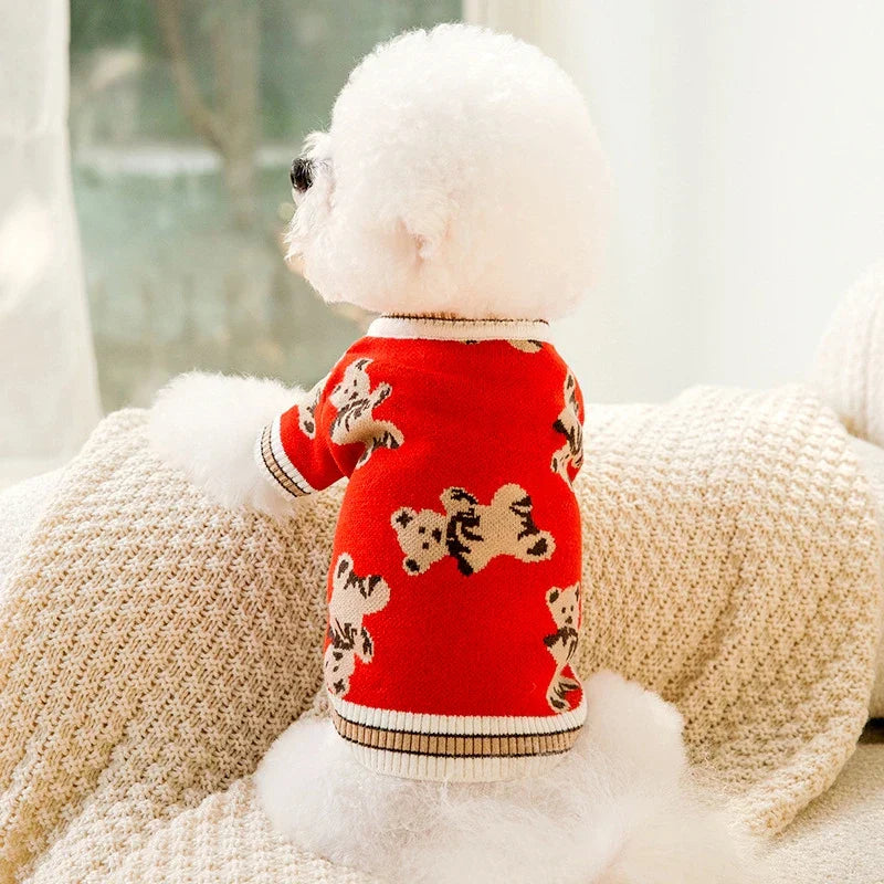 Striped Knitted Dog Sweater – Warm Cardigan