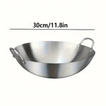 Großer Wok aus Edelstahl mit Doppelgriffen