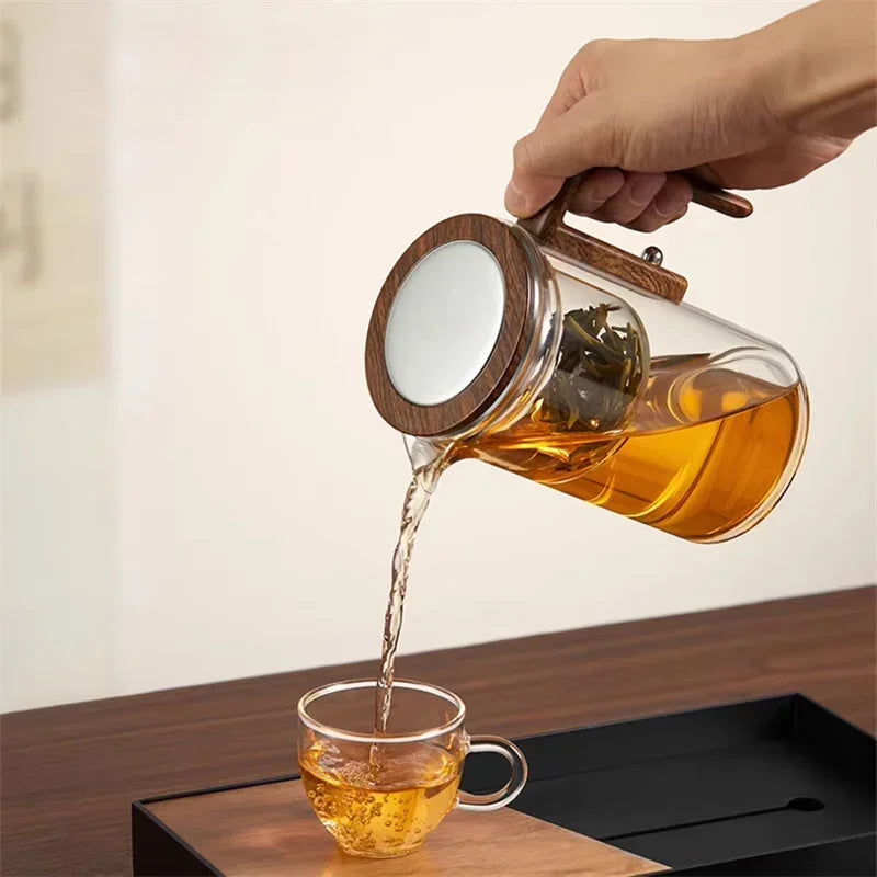 Elegant Glass Teapot with Wooden Handle – Tea Enjoyment at the Highest Level