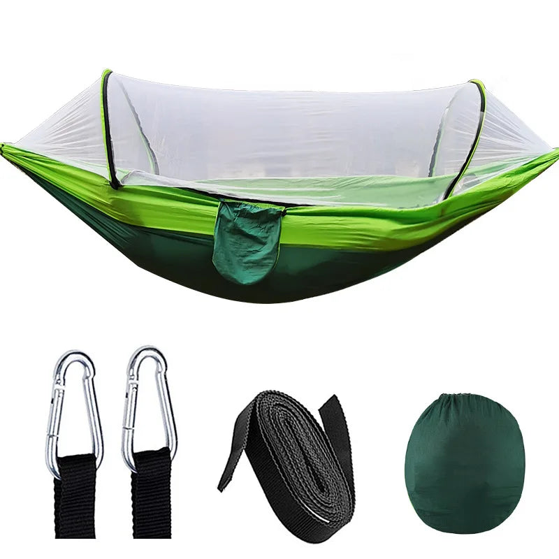Outdoor Hammock with Mosquito Net and Quick Release – 200 kg Load Capacity