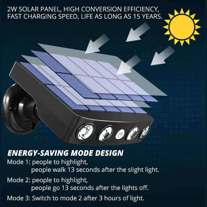 Solar Outdoor Light with Motion Sensor | 4 LEDs | Weatherproof & Wireless