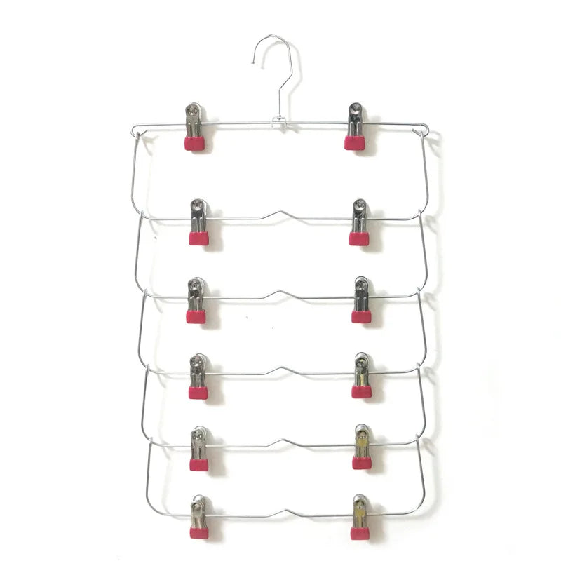 Platzsparender Hosenorganizer aus Edelstahl mit 12 Clips