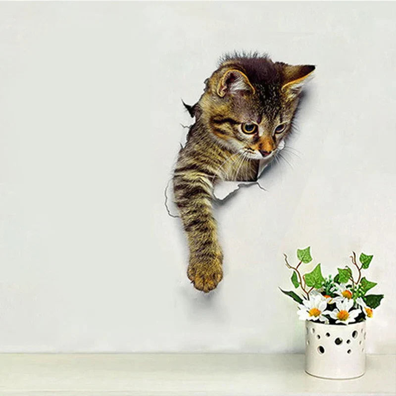 Verspielter 3D Katzen Toilette Aufkleber für Ihr Badezimmer