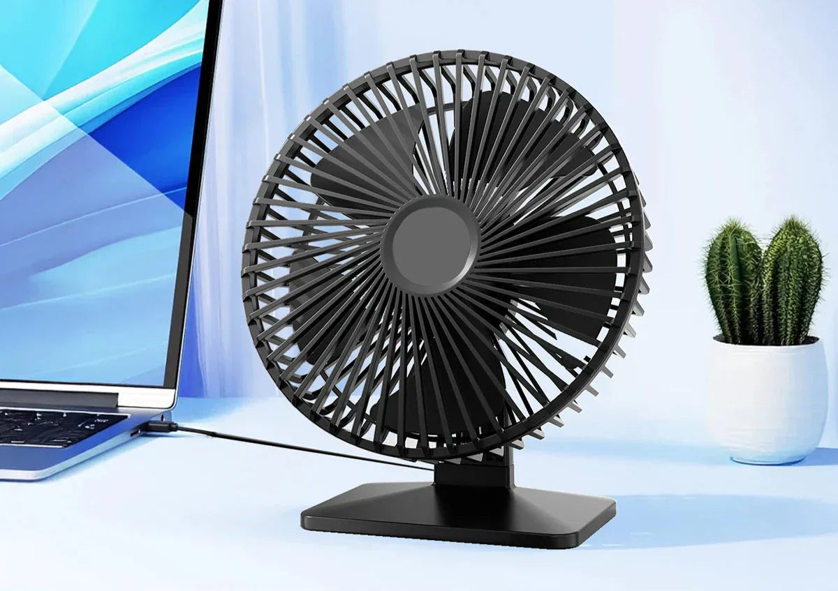 Oscillating USB Fan – Quiet, Compact with 4 Speeds for Desks and Nightstands