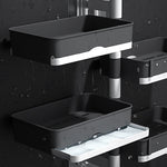 Soap dispenser with swivel shelf – Easy tool-free installation