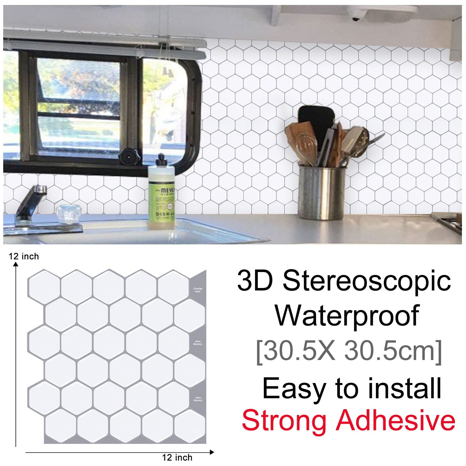 3D Selbstklebende Sechseckige Wandaufkleber