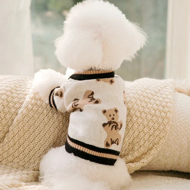 Striped Knitted Dog Sweater – Warm Cardigan