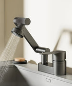 Duo-Flex Waschbeckenmischer mit 360° drehbar – Zwei-Loch-Armatur für Warm- und Kaltwasser