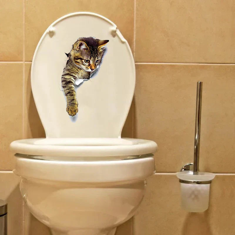3D Cat Stickers for Toilet Lid