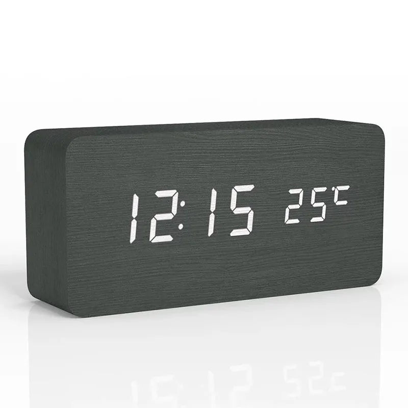 Digital Wooden Alarm Clock with Temperature Display, Alarm Function, and Modern Design – Ideal for Bedroom or Office, Energy-Efficient and Stylish