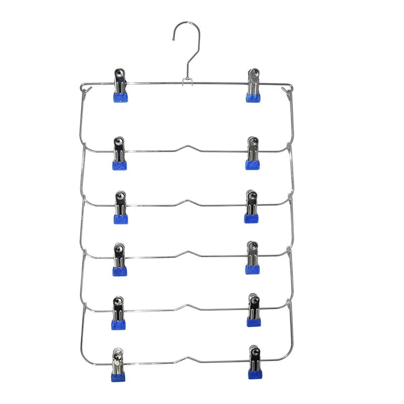 Platzsparender Hosenorganizer aus Edelstahl mit 12 Clips