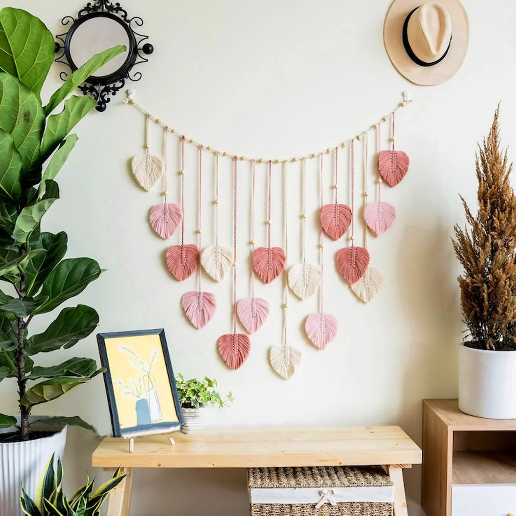 Makramee Wandbehang aus Blattdesign