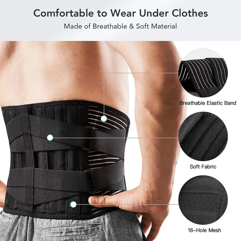 Back Support Belt FlexiSupport | 360° Stability for the Back with Aluminum & Steel Springs | Breathable & Invisible Under Clothing