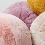 Round short-pile faux fur cushion