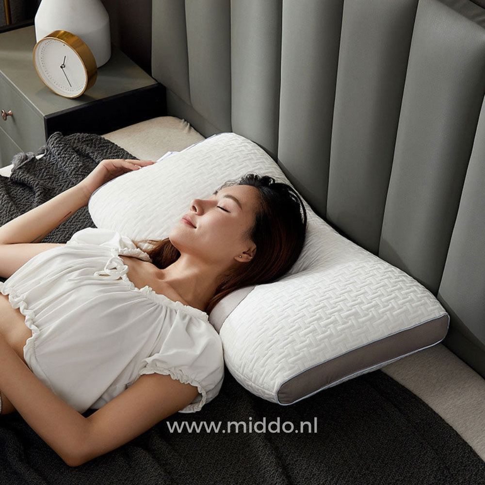 Ergonomisches Nackenstützkissen | Ideal für Rücken- und Seitenschläfer mit Gratis Bezügen!