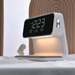 Multifunctional night lamp with wireless charging station and alarm clock