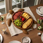 Animal-shaped solid wood serving platter for snacks