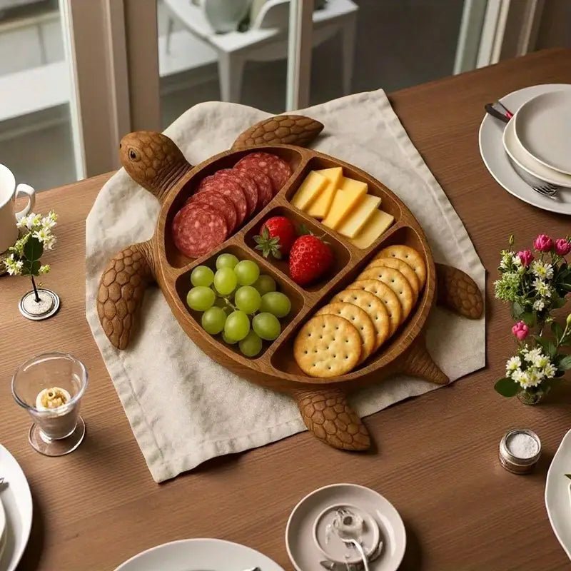 Animal-shaped solid wood serving platter for snacks
