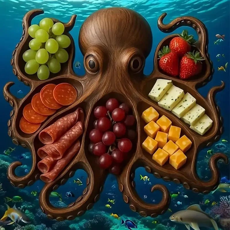 Animal-shaped solid wood serving platter for snacks