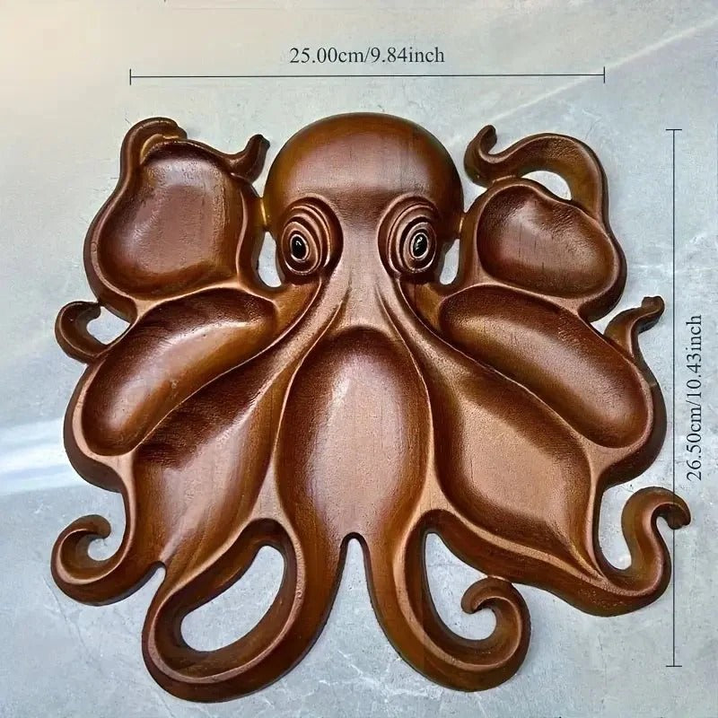 Animal-shaped solid wood serving platter for snacks