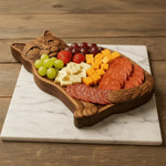 Animal-shaped solid wood serving platter for snacks