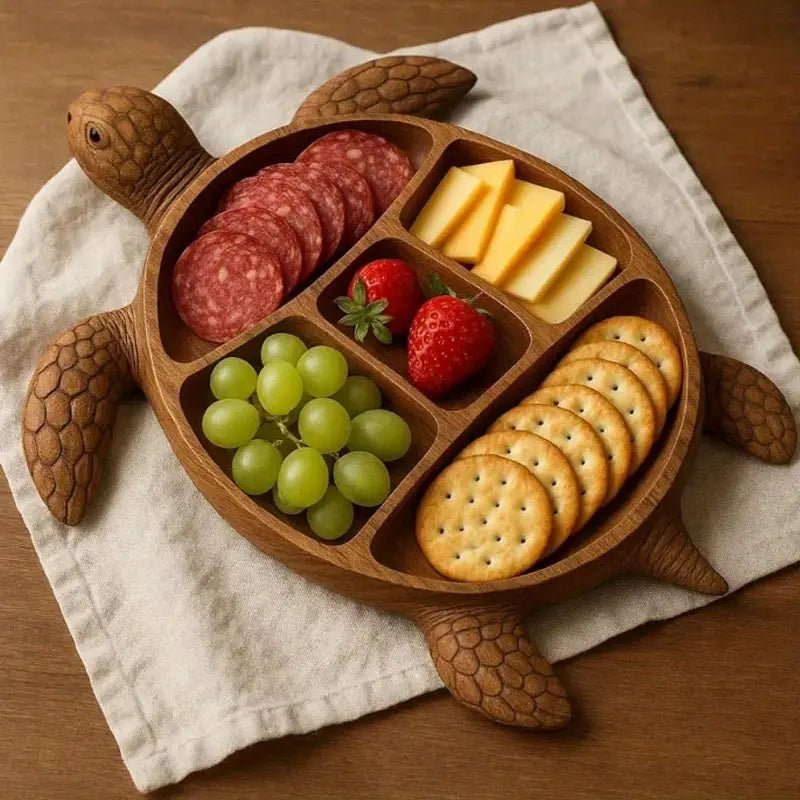 Animal-shaped solid wood serving platter for snacks