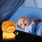 Cute Lion Night Light for Kids - Rechargeable LED Lamp with Dimmable Brightness
