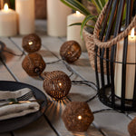 Sonnenlicht Rattan-Lichterkette - 10 Ballbeleuchtungen mit 8 Effekten, 2,25 m Warmweiß für den Außenbereich