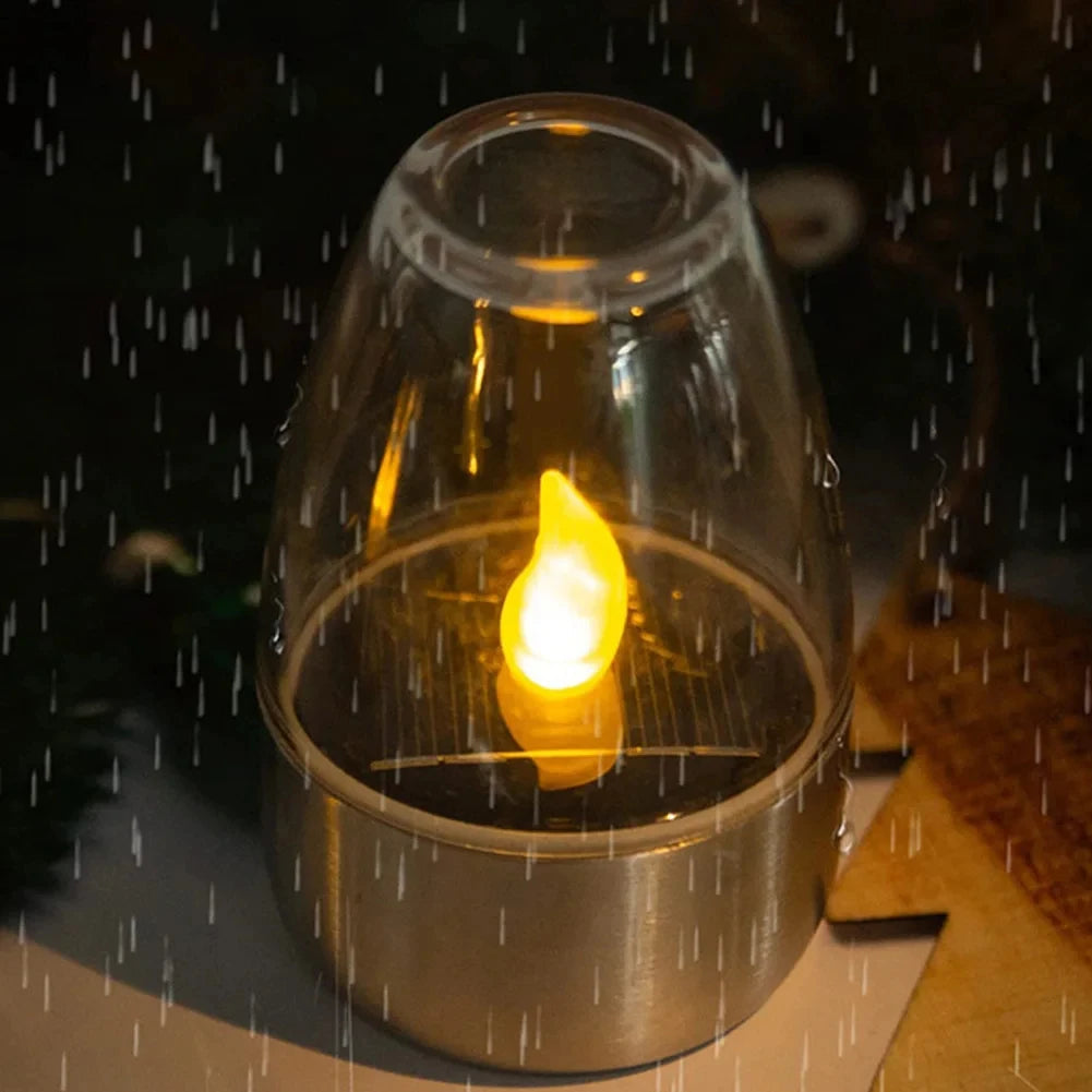 Solar-Powered Garden Lantern - Stainless Steel with Warm White LED Light for Outdoor Use