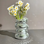 Mirror Tile Vase with Spiral Pattern