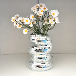 Mirror Tile Vase with Spiral Pattern