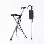 Faltbarer Gehstock mit Sitzfunktion und ergonomischem Griff
