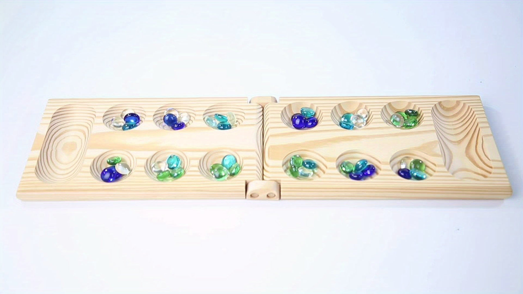 SpeelGem - Mancala Brettspiel Set mit Klappbarem Holzbrett