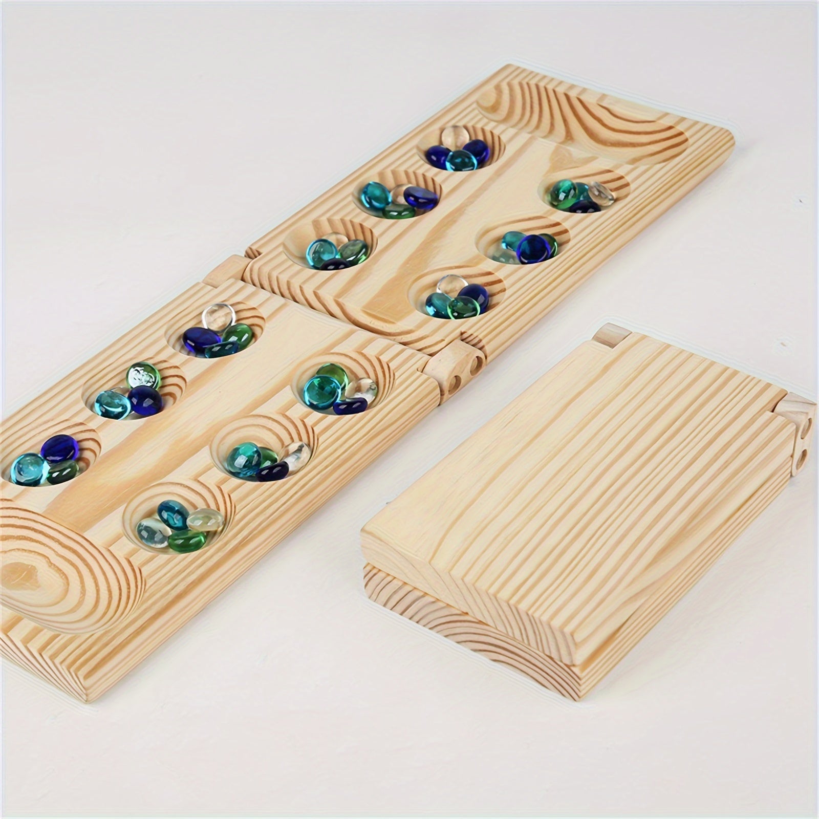 SpeelGem - Mancala Brettspiel Set mit Klappbarem Holzbrett