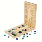 SpeelGem - Mancala Brettspiel Set mit Klappbarem Holzbrett