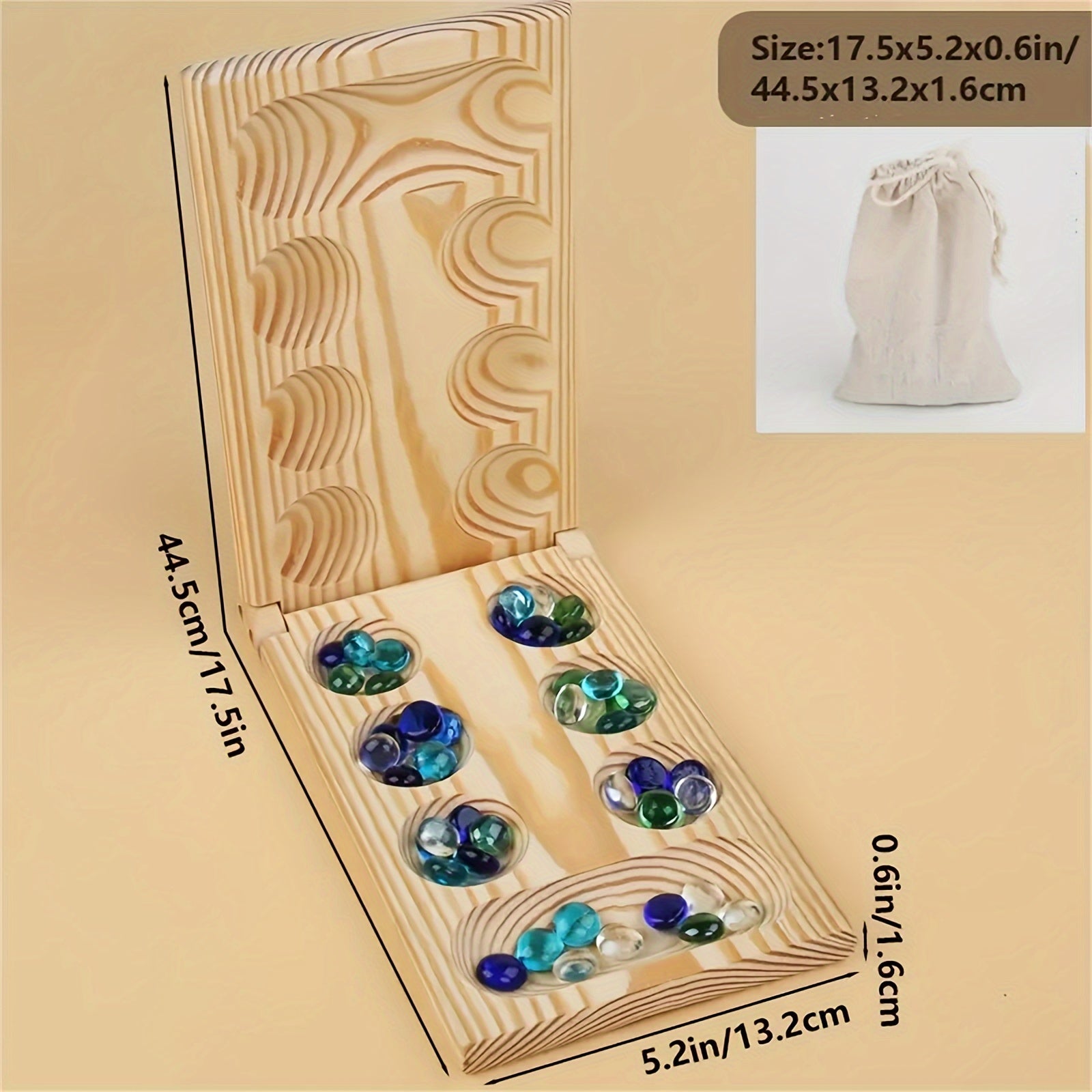 SpeelGem - Mancala Brettspiel Set mit Klappbarem Holzbrett