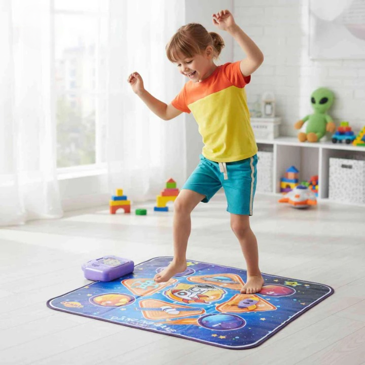 Active Dance Mat for Kids – 4 Game Modes, 6 Difficulty Levels, Music & LED Light
