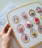 Blumenstickset mit 12 Designs | Komplettset für Einsteiger
