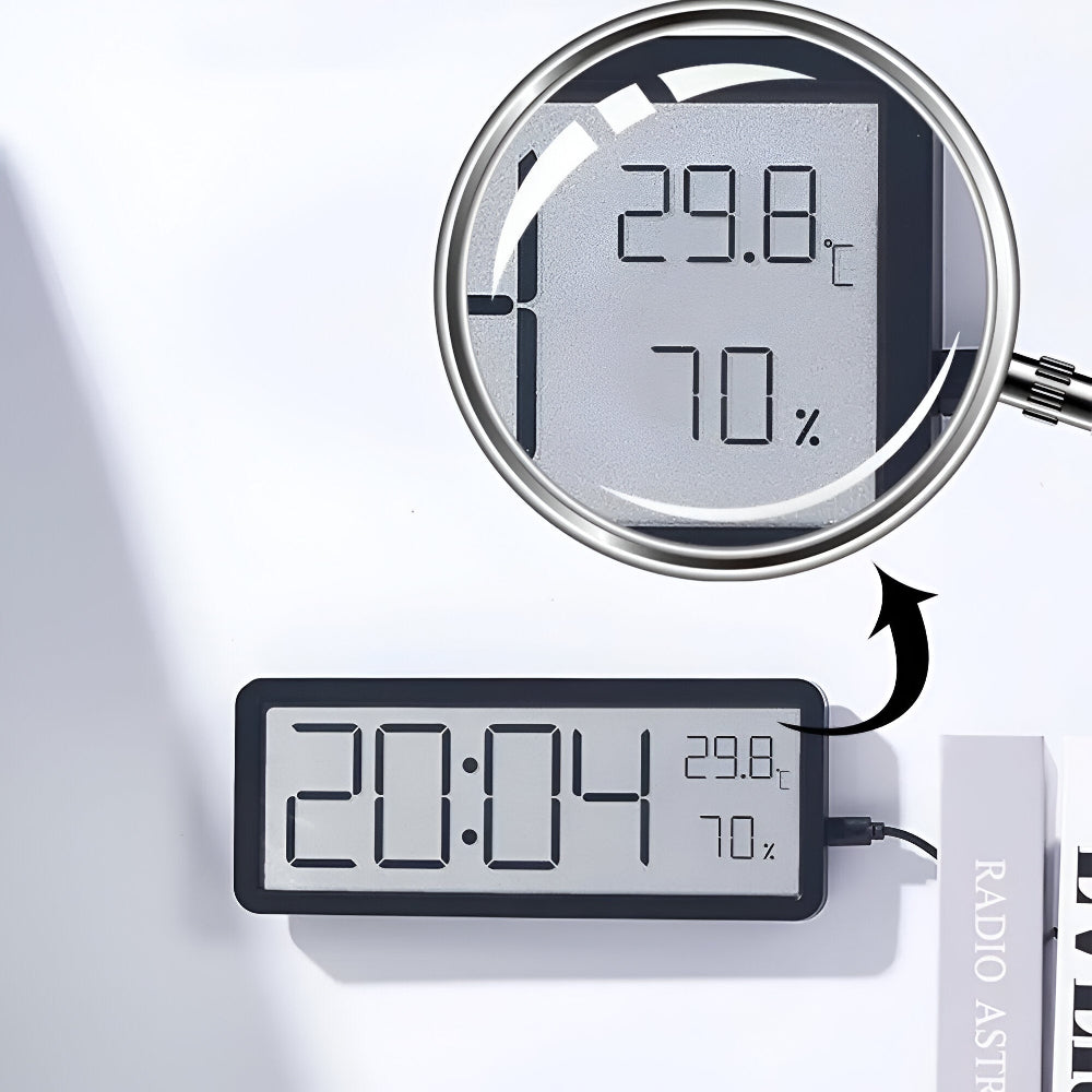 Digitaler LED Wanduhr – Großes Display mit Temperatur und Luftfeuchtigkeit