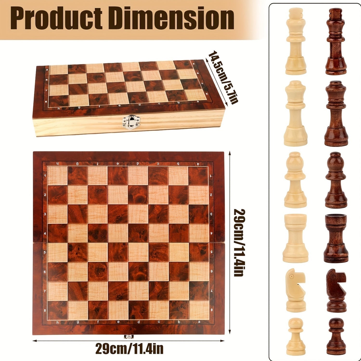 Elegant 3-in-1 Wooden Game Set: Chess, Checkers, and Backgammon