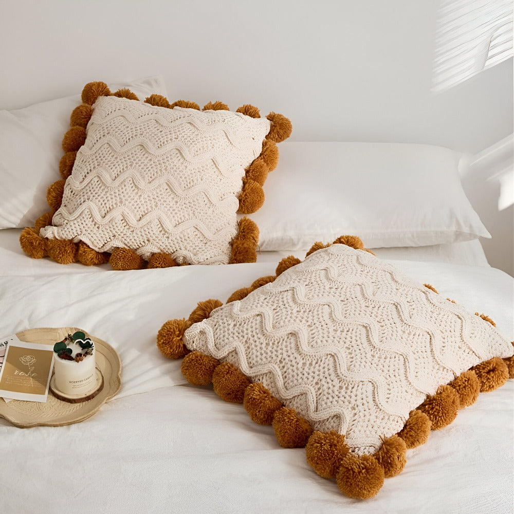 Elegant Cotton Cushion Cover with Tassels – Stylish Decoration for Your Home