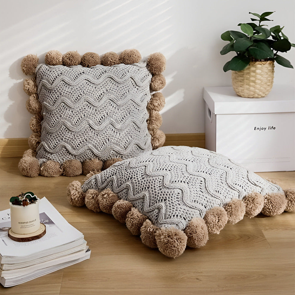 Elegant Cotton Cushion Cover with Tassels – Stylish Decoration for Your Home