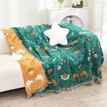 Botanical Cotton Blanket with Double-Sided Design