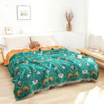 Botanical Cotton Blanket with Double-Sided Design