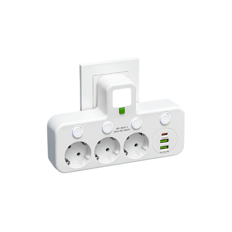 All-in-One Steckdosenleiste mit USB-Anschlüssen und Kindersicherung
